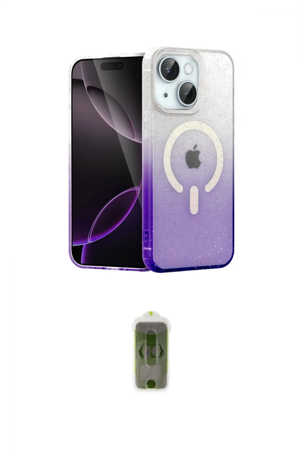 ieg™ iPhone 14 Kılıf Eksen Minimal Özel Seri - Siyah Joko Magic 5D Hayalet Cam