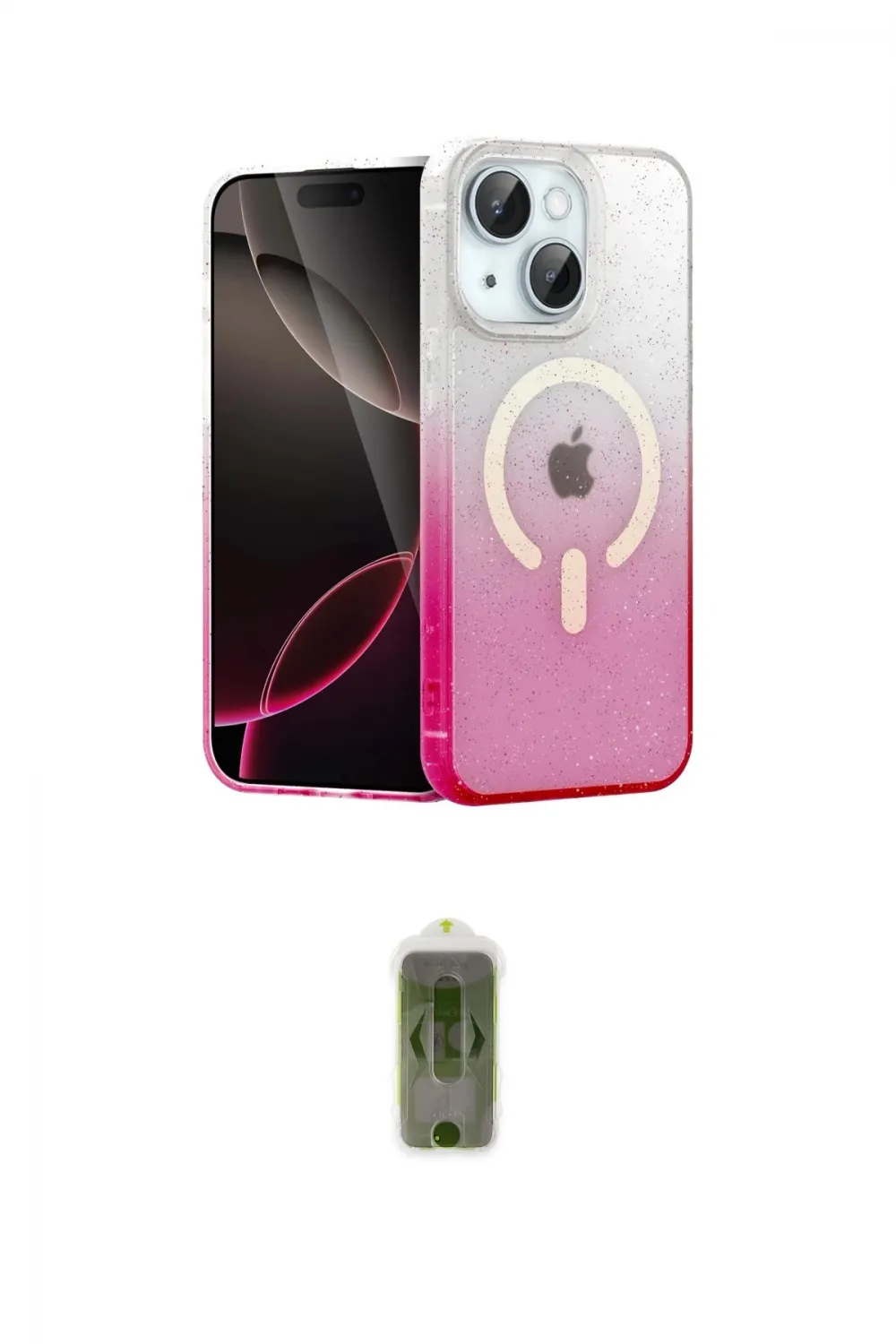 ieg™ iPhone 14 Kılıf Eksen Minimal Özel Seri - Siyah Joko Magic 5D Hayalet Cam