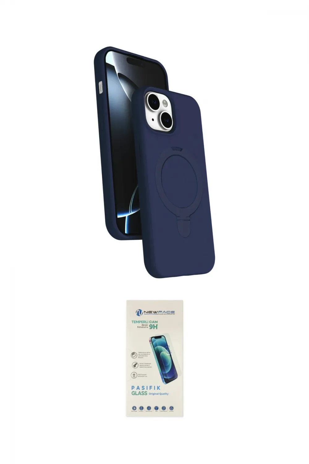 ieg™ iPhone 14 Kılıf İz Işık Koleksiyonu - Şeffaf Pasifik Cam Ekran Koruyucu