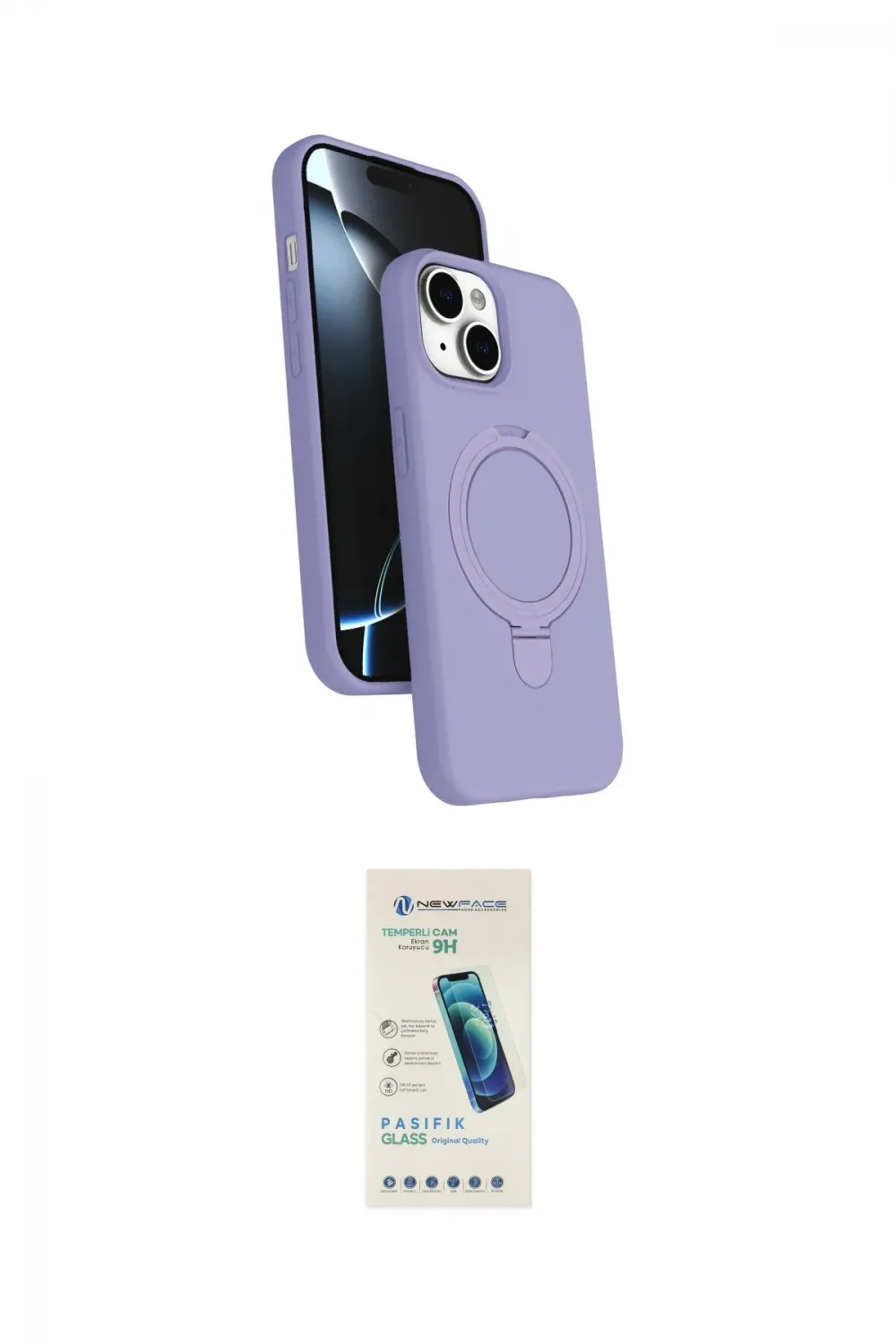 ieg™ iPhone 14 Kılıf İz Işık Koleksiyonu - Şeffaf Pasifik Cam Ekran Koruyucu