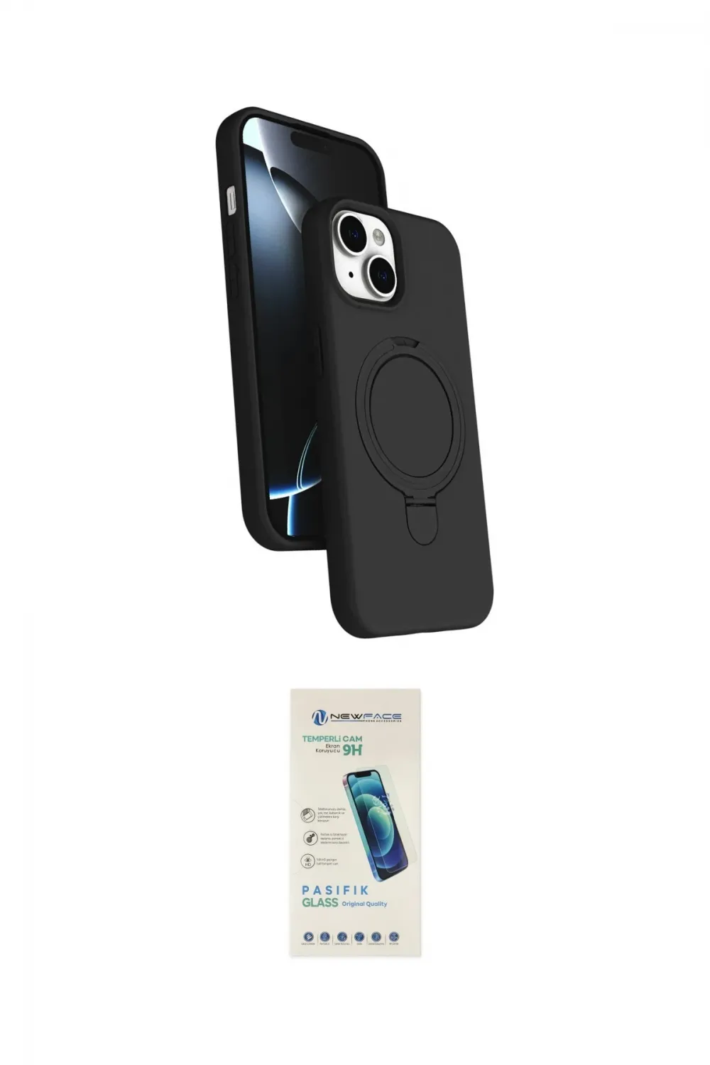 ieg™ iPhone 14 Kılıf İz Işık Koleksiyonu - Şeffaf Pasifik Cam Ekran Koruyucu