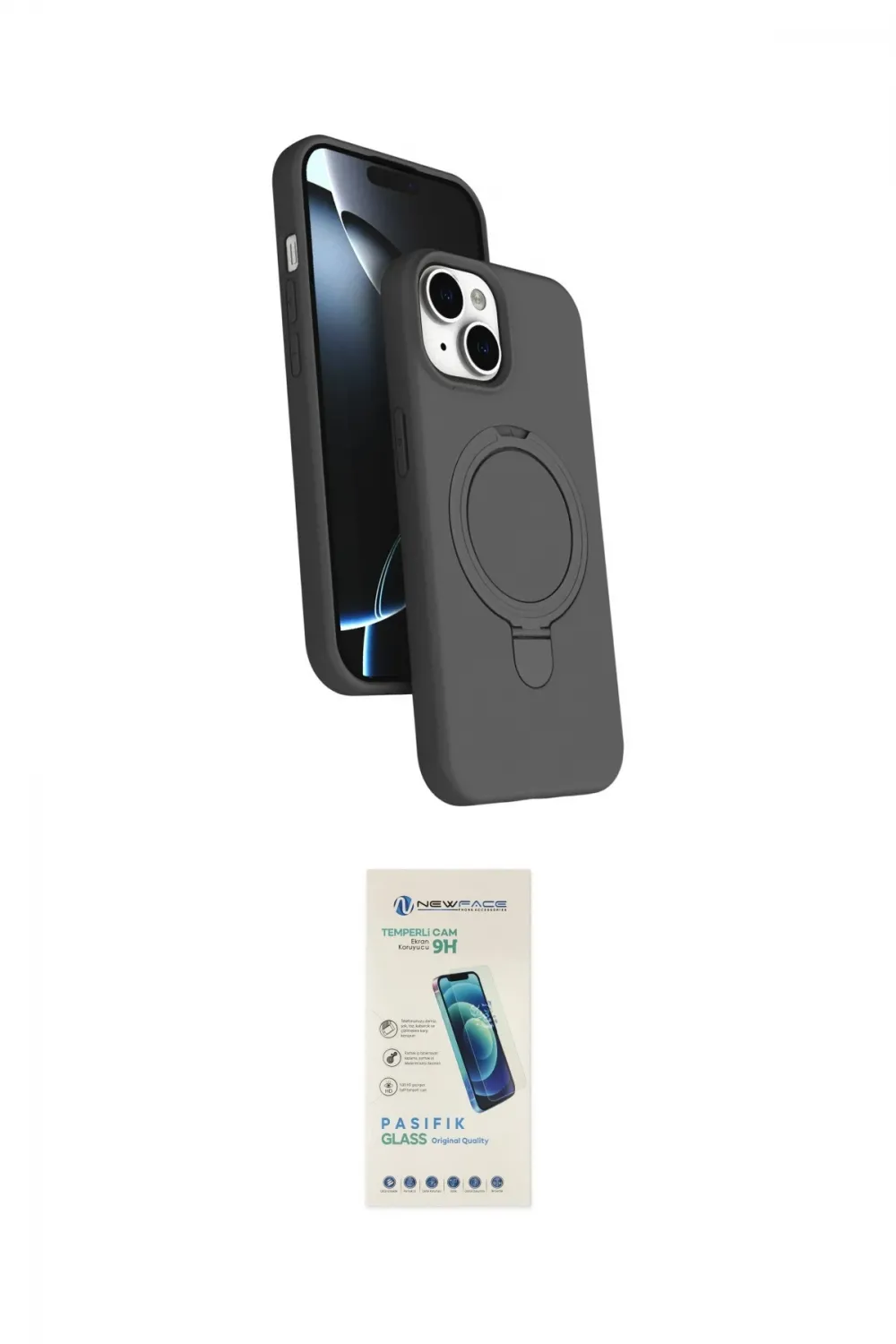 ieg™ iPhone 14 Kılıf İz Işık Koleksiyonu - Şeffaf Pasifik Cam Ekran Koruyucu