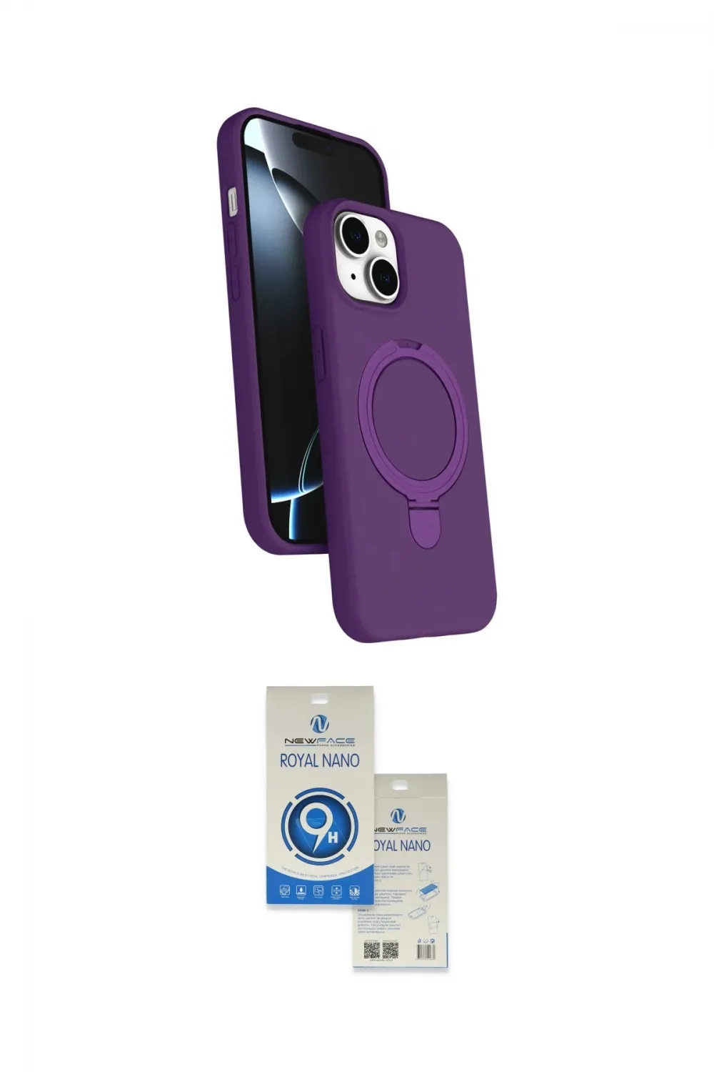 ieg™ iPhone 14 Kılıf İz Işık Koleksiyonu - Şeffaf Royal Nano Ekran Koruyucu