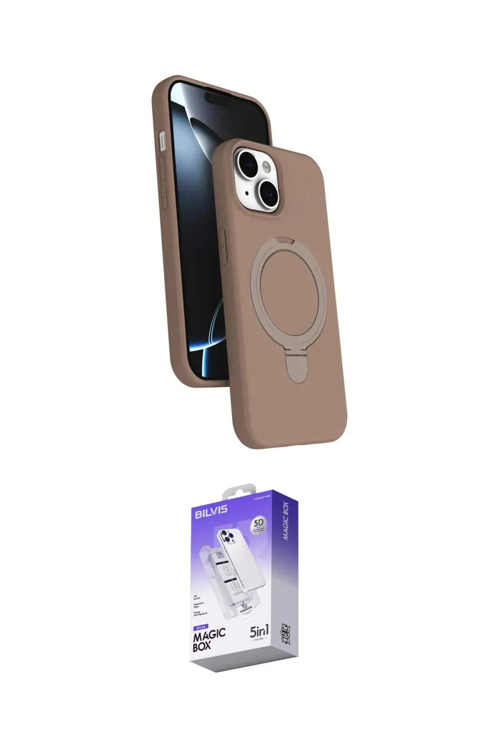 ieg™ iPhone 14 Kılıf İz Işık Koleksiyonu - Siyah Bilvis 5in1 3D Magic Cam Ekran Koruyucu