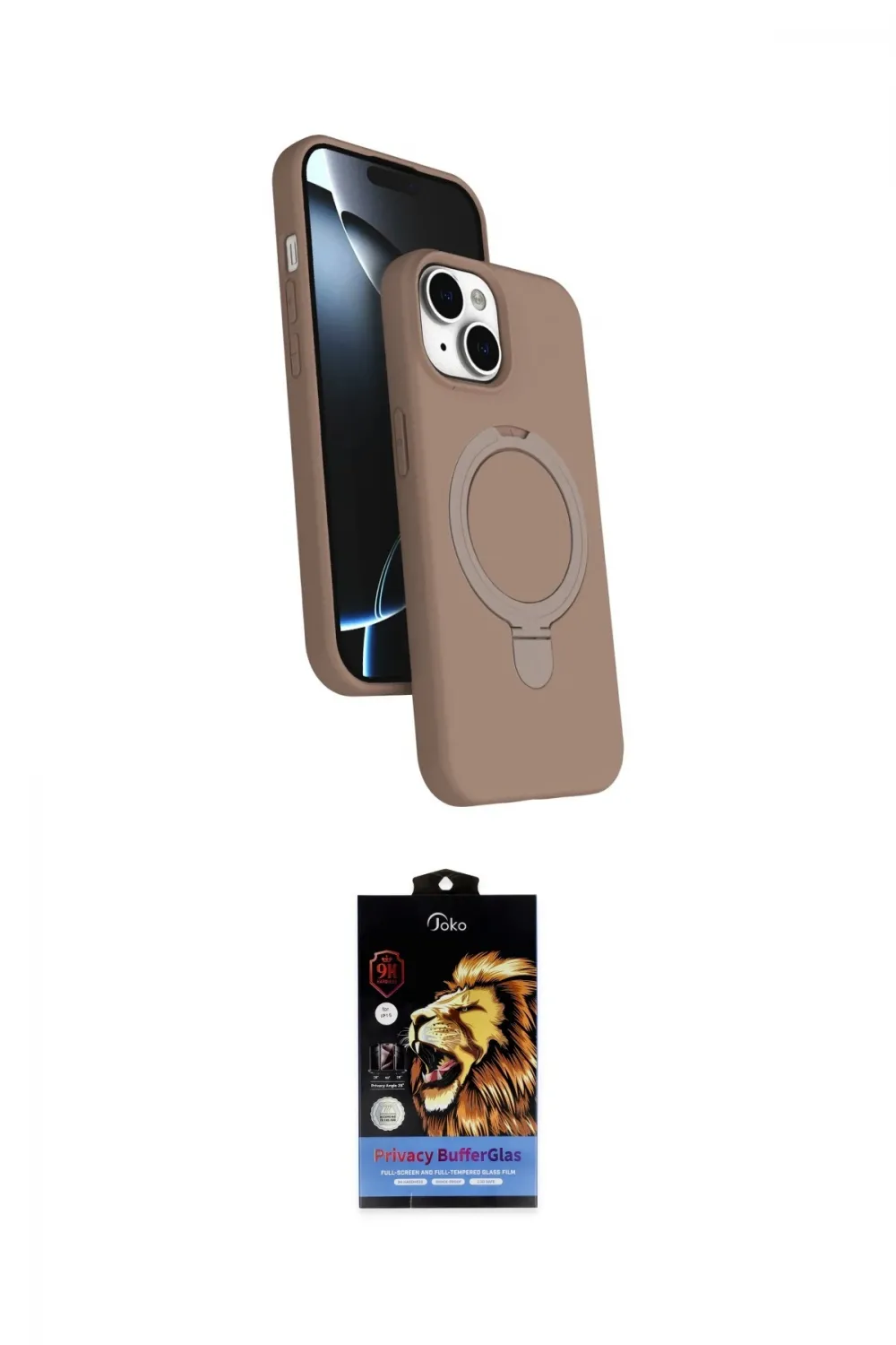 ieg™ iPhone 14 Kılıf İz Işık Koleksiyonu - Siyah Buffer Hayalet Cam Ekran Koruyucu