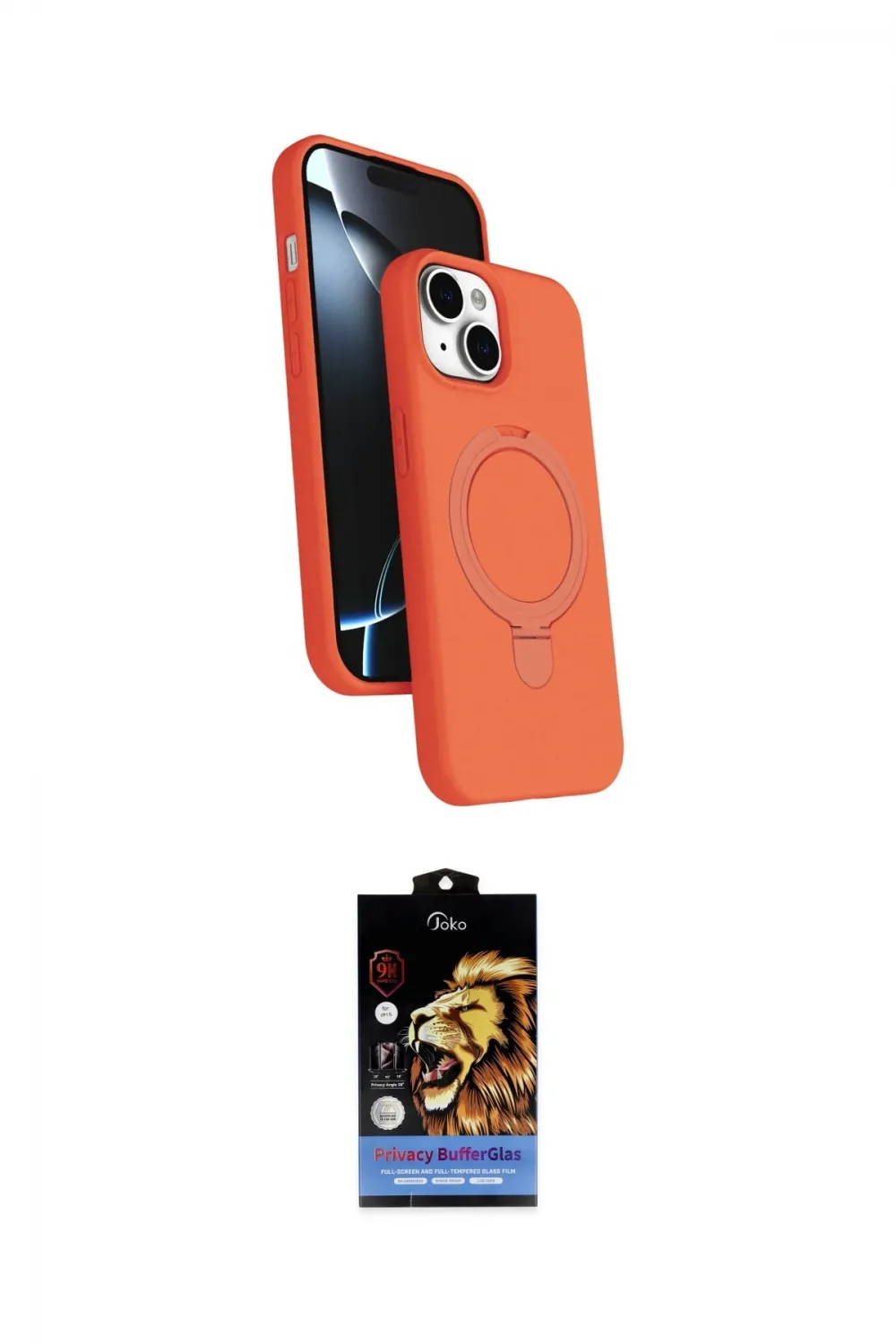 ieg™ iPhone 14 Kılıf İz Işık Koleksiyonu - Siyah Buffer Hayalet Cam Ekran Koruyucu