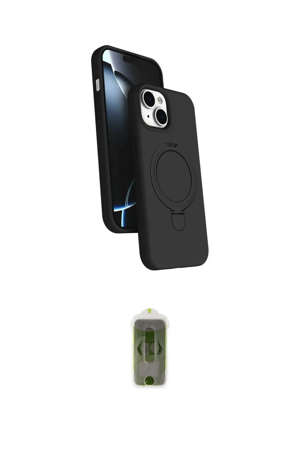 ieg™ iPhone 14 Kılıf İz Işık Koleksiyonu - Siyah Joko Magic 5D Hayalet Cam