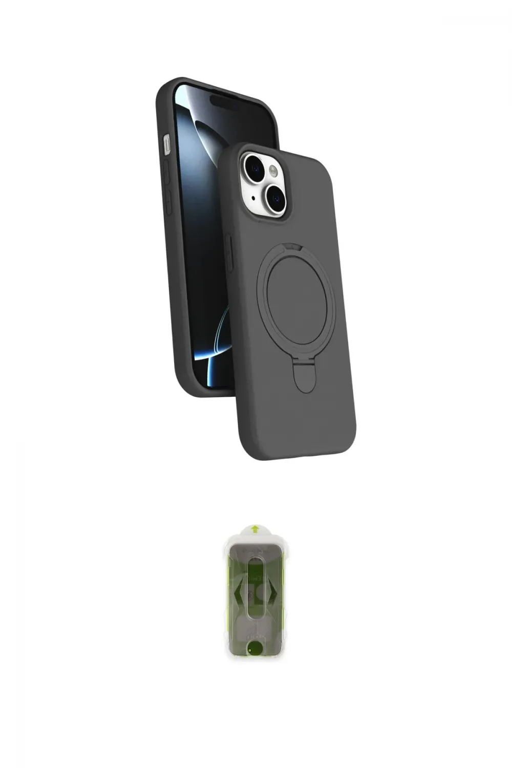 ieg™ iPhone 14 Kılıf İz Işık Koleksiyonu - Siyah Joko Magic 5D Hayalet Cam
