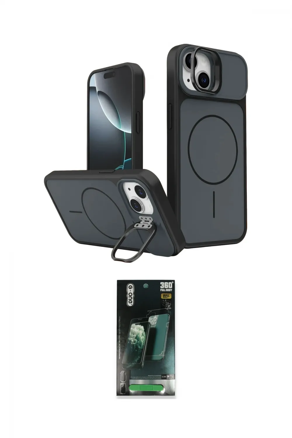 ieg™ iPhone 14 Kılıf İz Modern Prime - Şeffaf 360 Full Body Arka Koruyucu