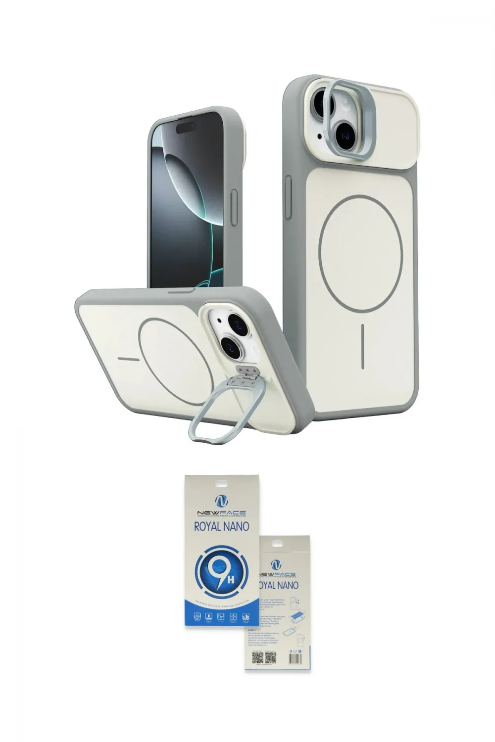 ieg™ iPhone 14 Kılıf İz Modern Prime - Şeffaf Royal Nano Ekran Koruyucu