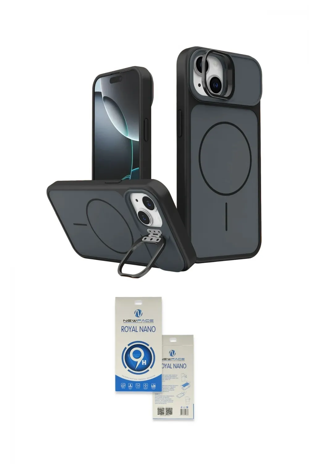 ieg™ iPhone 14 Kılıf İz Modern Prime - Şeffaf Royal Nano Ekran Koruyucu