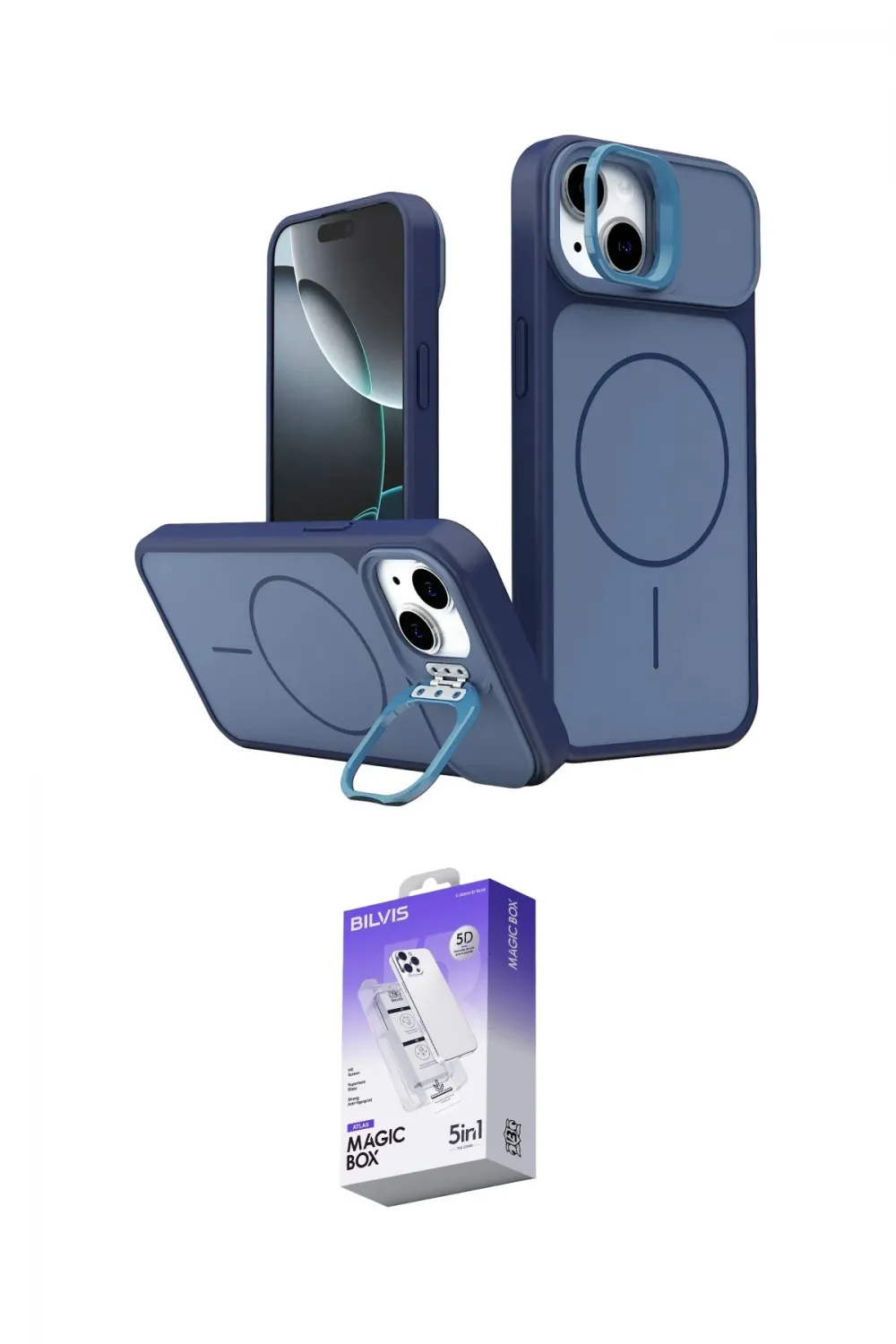 ieg™ iPhone 14 Kılıf İz Modern Prime - Siyah Bilvis 5in1 3D Magic Cam Ekran Koruyucu