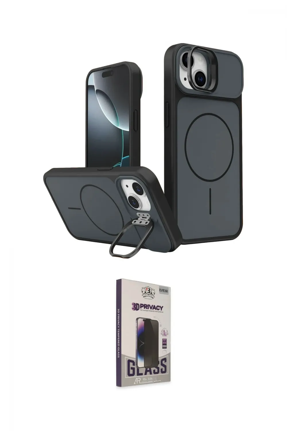 ieg™ iPhone 14 Kılıf İz Modern Prime - Siyah Bilvis Hayalet Cam Ekran Koruyucu