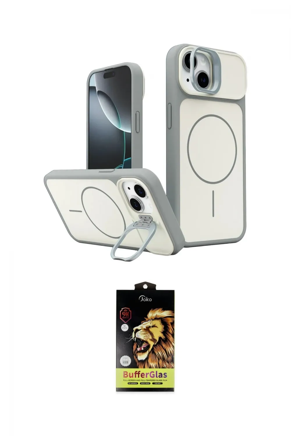 ieg™ iPhone 14 Kılıf İz Modern Prime - Siyah Buffer Cam Ekran Koruyucu