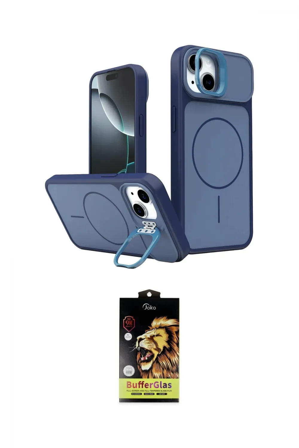 ieg™ iPhone 14 Kılıf İz Modern Prime - Siyah Buffer Cam Ekran Koruyucu