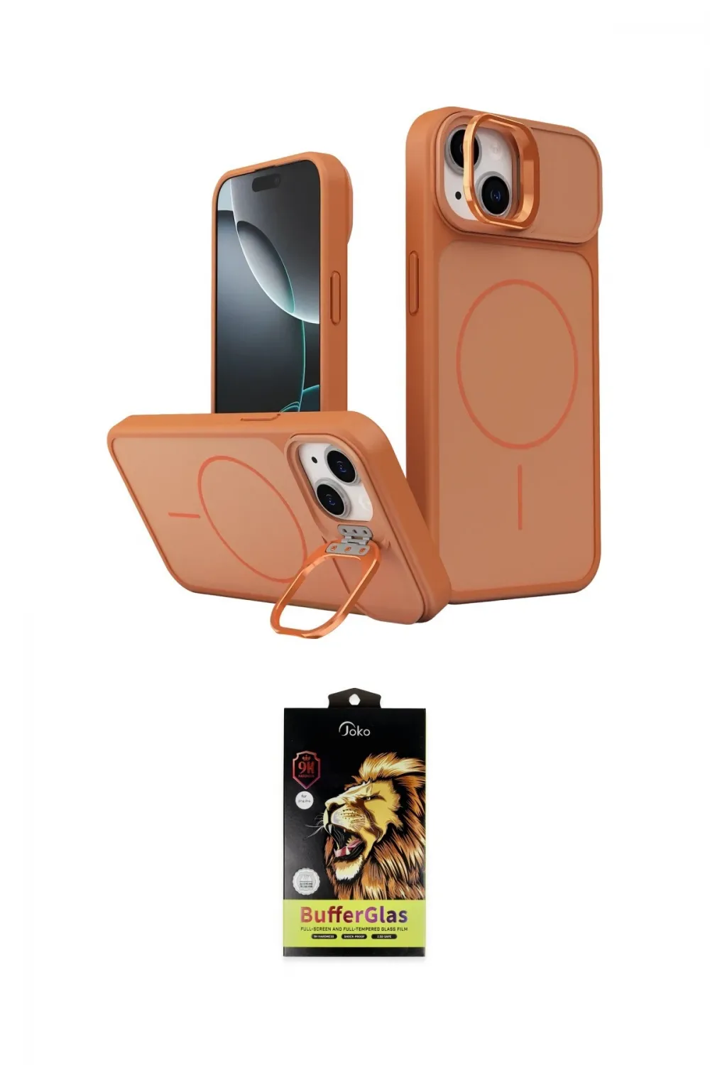 ieg™ iPhone 14 Kılıf İz Modern Prime - Siyah Buffer Cam Ekran Koruyucu