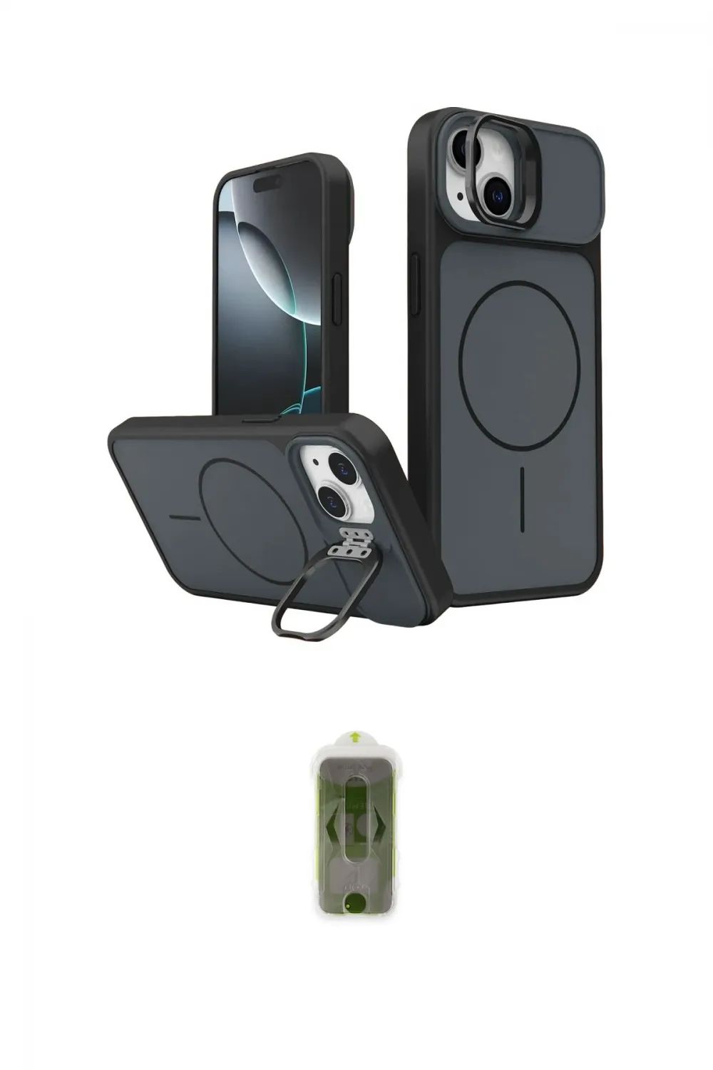ieg™ iPhone 14 Kılıf İz Modern Prime - Siyah Joko Magic 5D Hayalet Cam