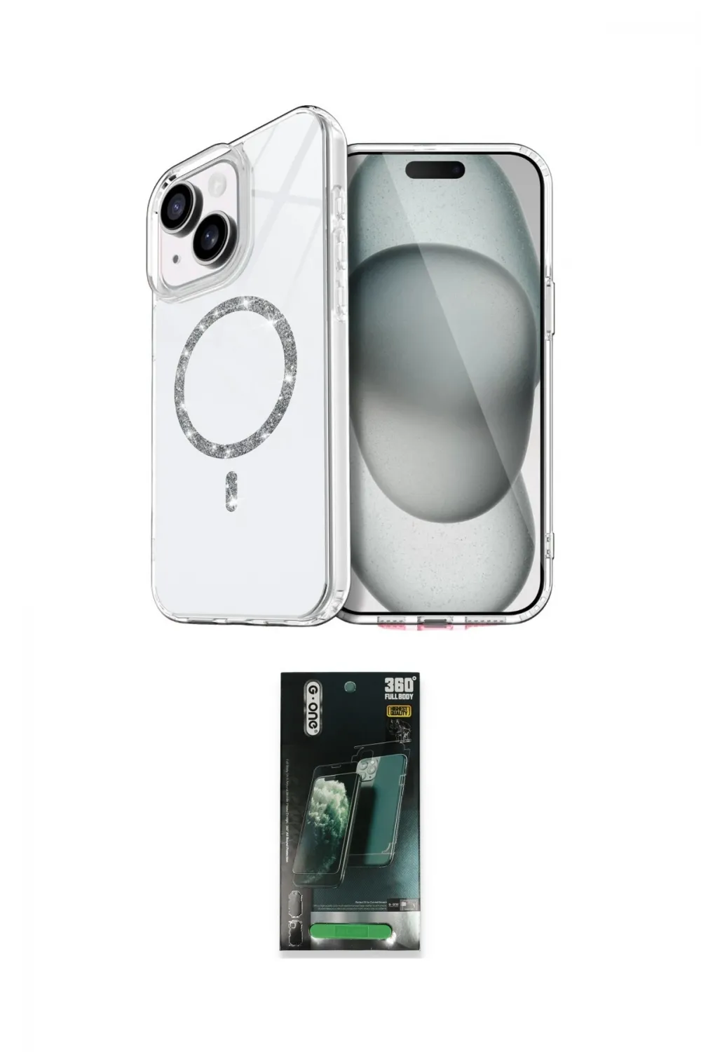 ieg™ iPhone 14 Kılıf Kıvılcım Form Prime - Şeffaf 360 Full Body Arka Koruyucu