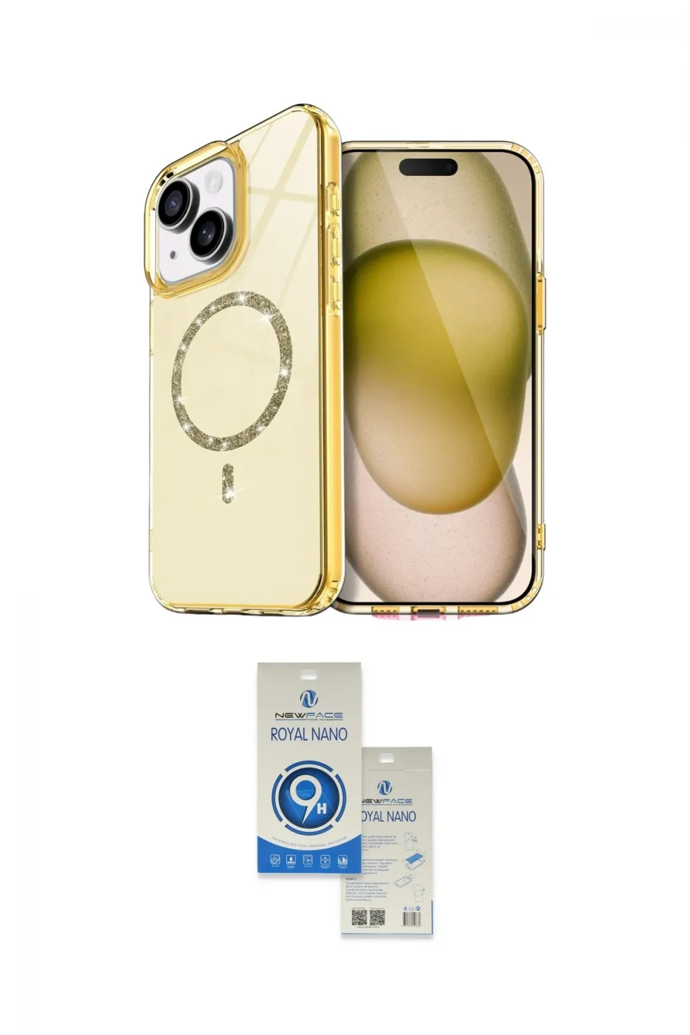 ieg™ iPhone 14 Kılıf Kıvılcım Form Prime - Şeffaf Royal Nano Ekran Koruyucu