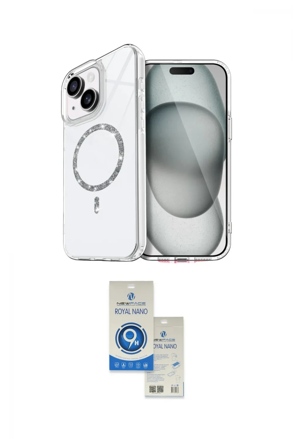 ieg™ iPhone 14 Kılıf Kıvılcım Form Prime - Şeffaf Royal Nano Ekran Koruyucu