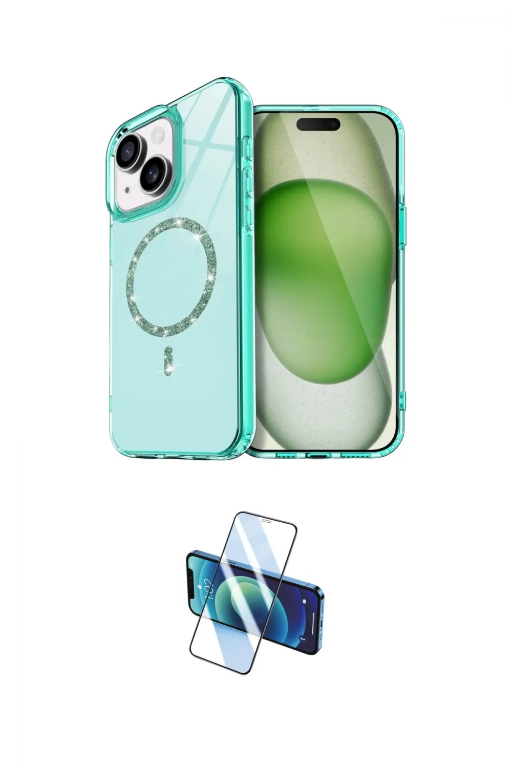 ieg™ iPhone 14 Kılıf Kıvılcım Form Prime - Siyah 3D Antistatik Cam Ekran Koruyucu