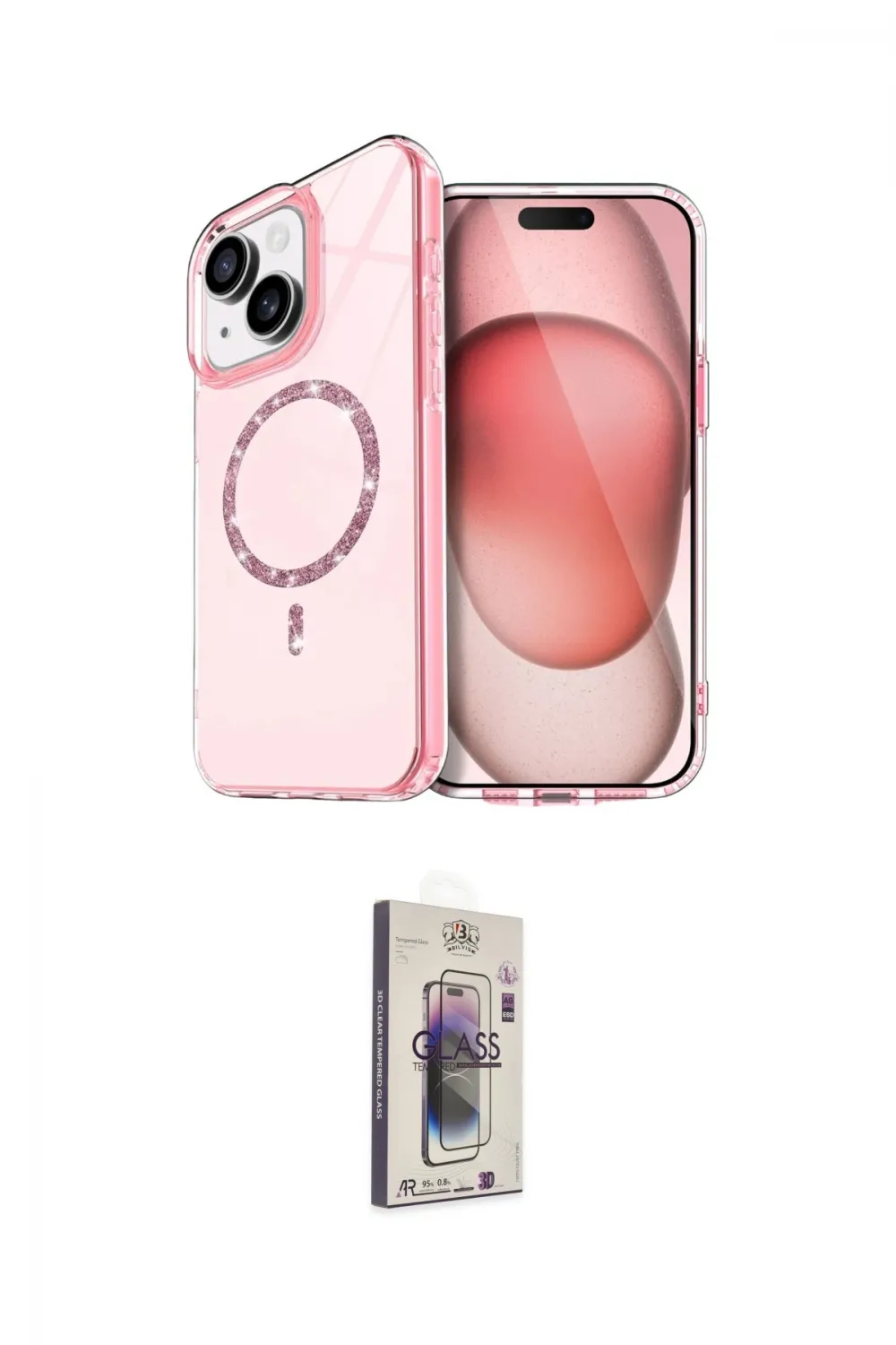 ieg™ iPhone 14 Kılıf Kıvılcım Form Prime - Siyah Bilvis 3D Cam Ekran Koruyucu