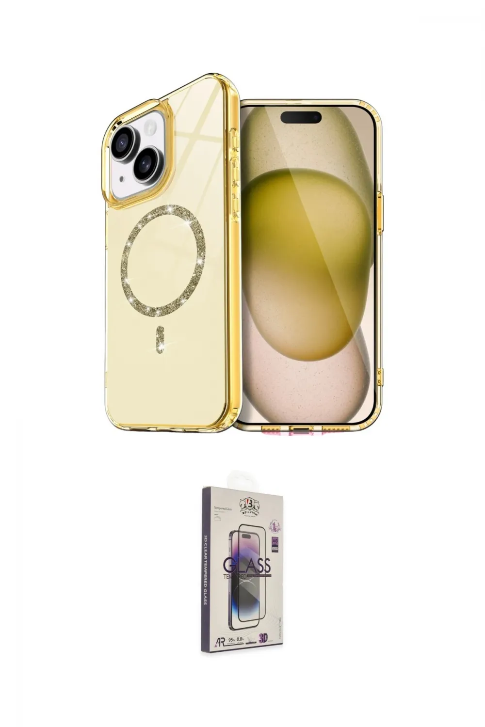 ieg™ iPhone 14 Kılıf Kıvılcım Form Prime - Siyah Bilvis 3D Cam Ekran Koruyucu
