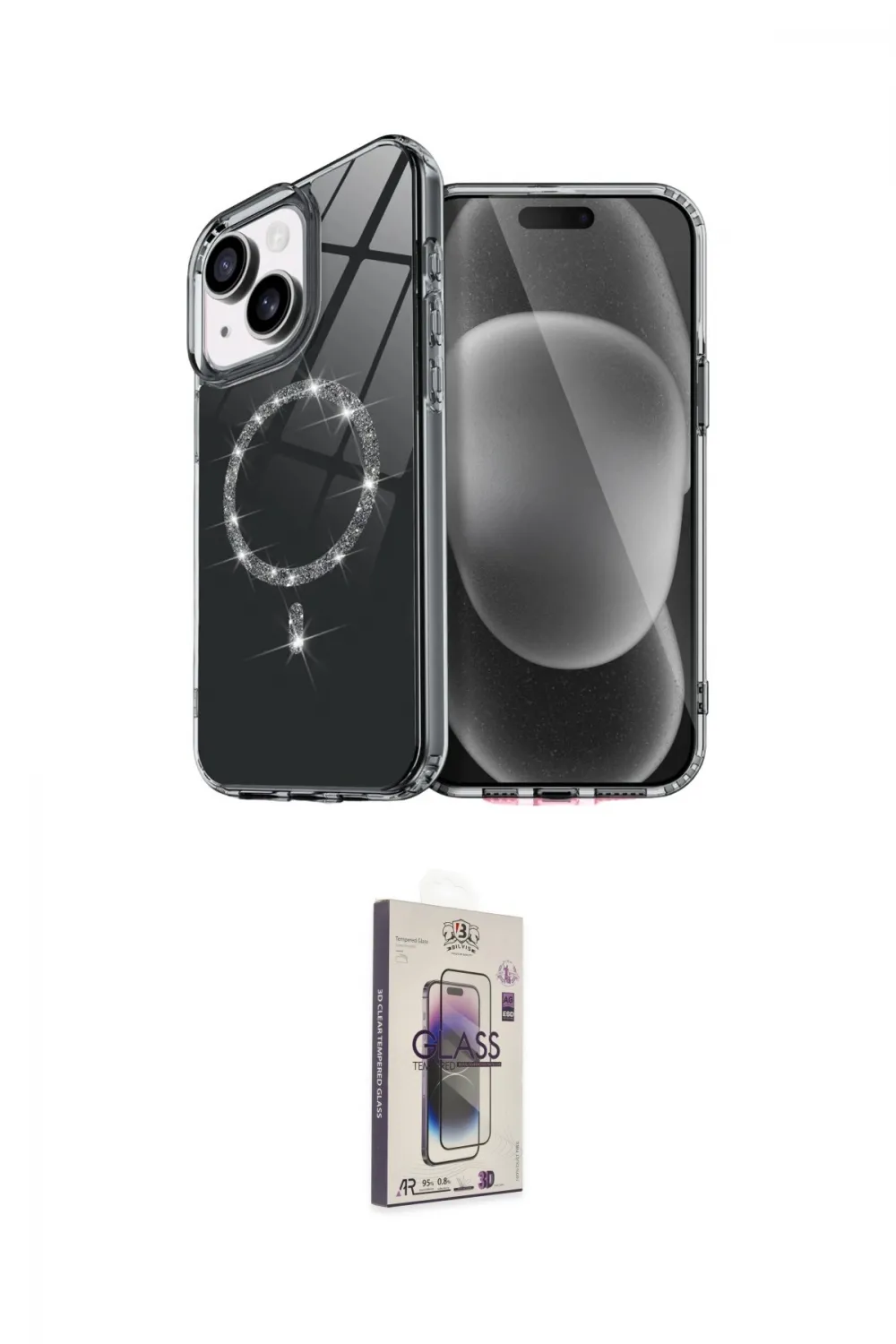 ieg™ iPhone 14 Kılıf Kıvılcım Form Prime - Siyah Bilvis 3D Cam Ekran Koruyucu