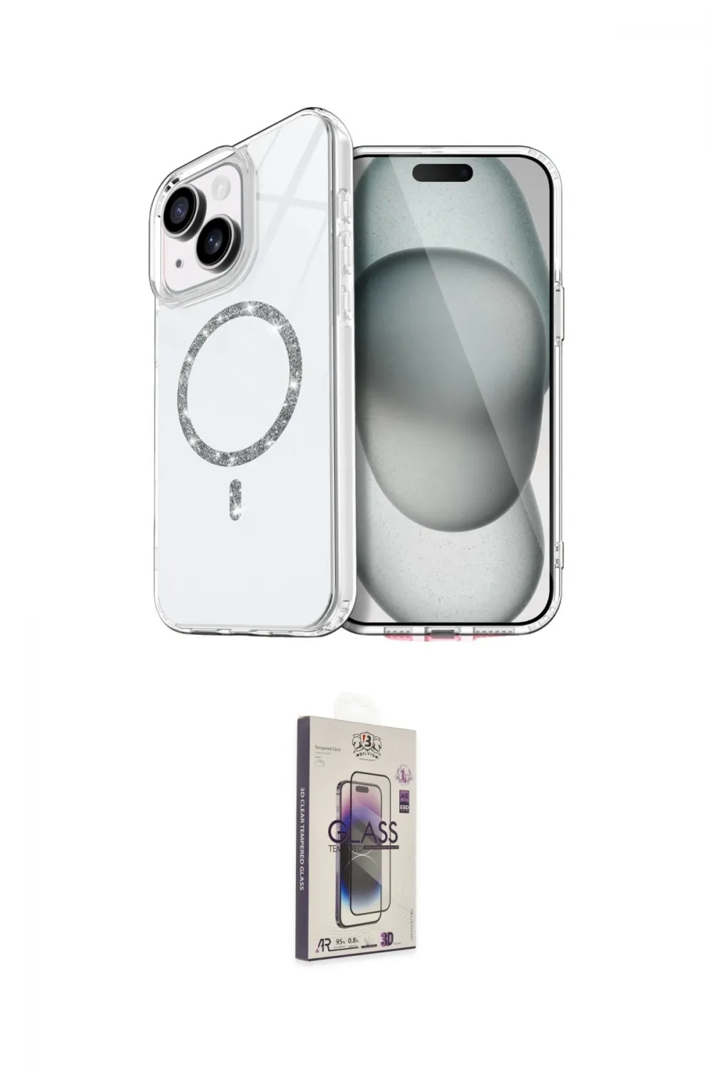 ieg™ iPhone 14 Kılıf Kıvılcım Form Prime - Siyah Bilvis 3D Cam Ekran Koruyucu