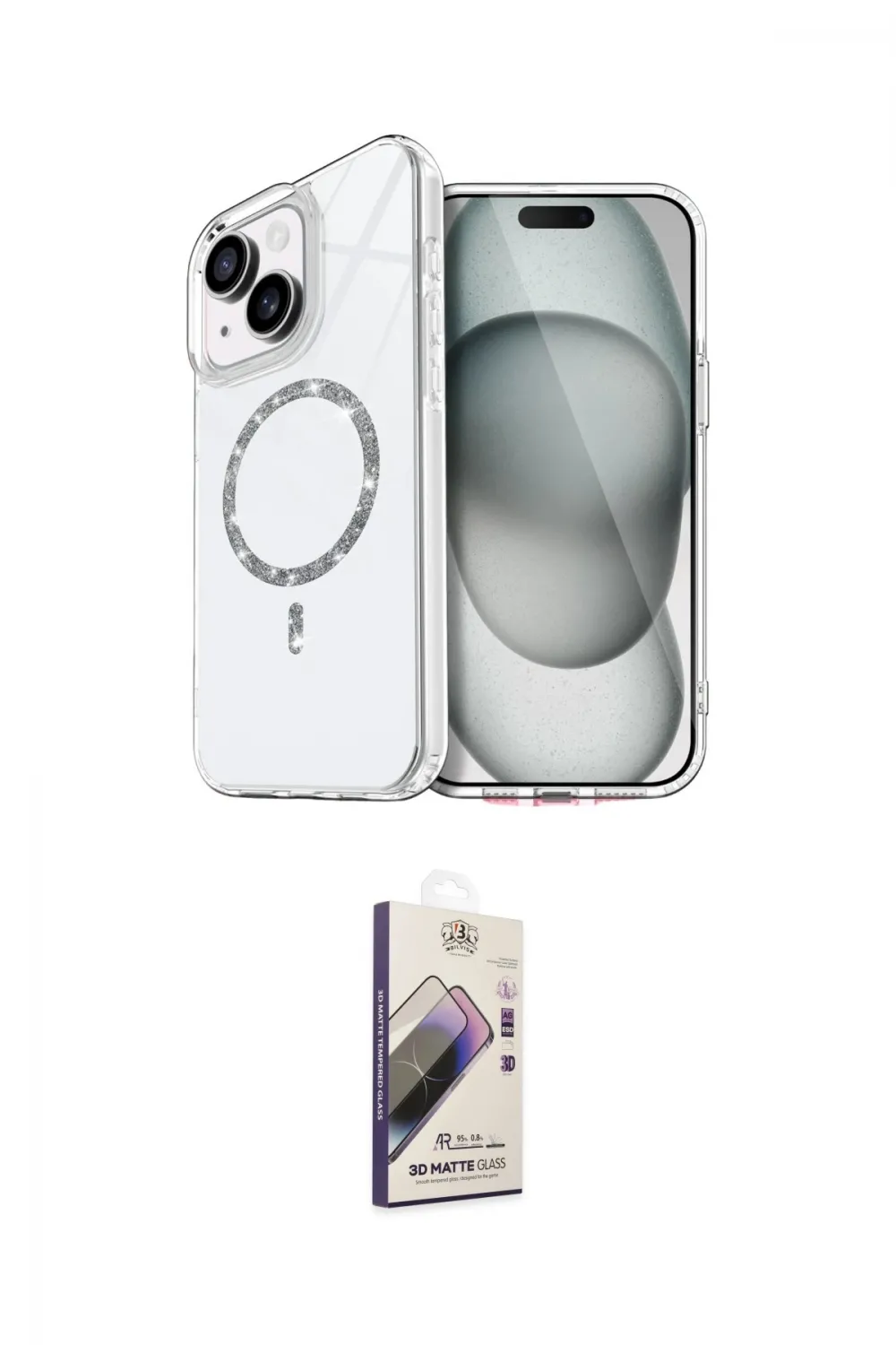 ieg™ iPhone 14 Kılıf Kıvılcım Form Prime - Siyah Bilvis 3D Mat Cam Ekran Koruyucu