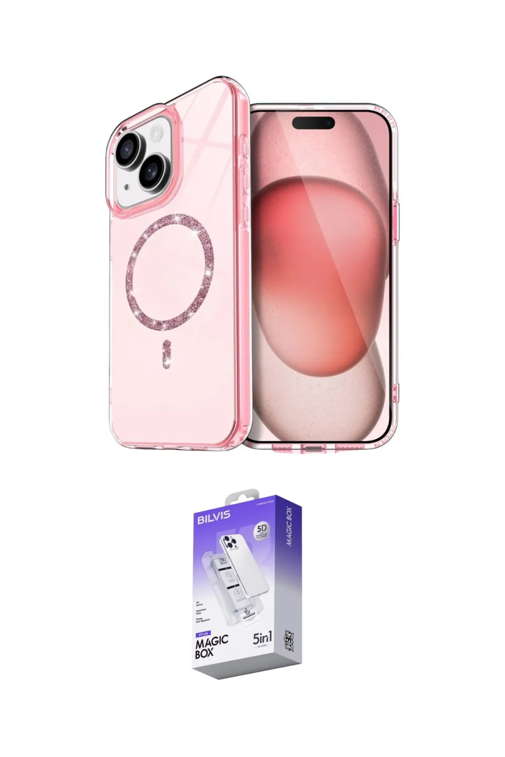 ieg™ iPhone 14 Kılıf Kıvılcım Form Prime - Siyah Bilvis 5in1 3D Magic Cam Ekran Koruyucu