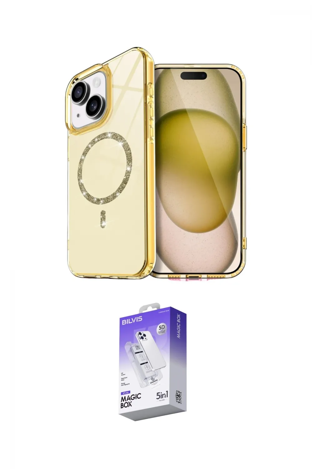ieg™ iPhone 14 Kılıf Kıvılcım Form Prime - Siyah Bilvis 5in1 3D Magic Cam Ekran Koruyucu