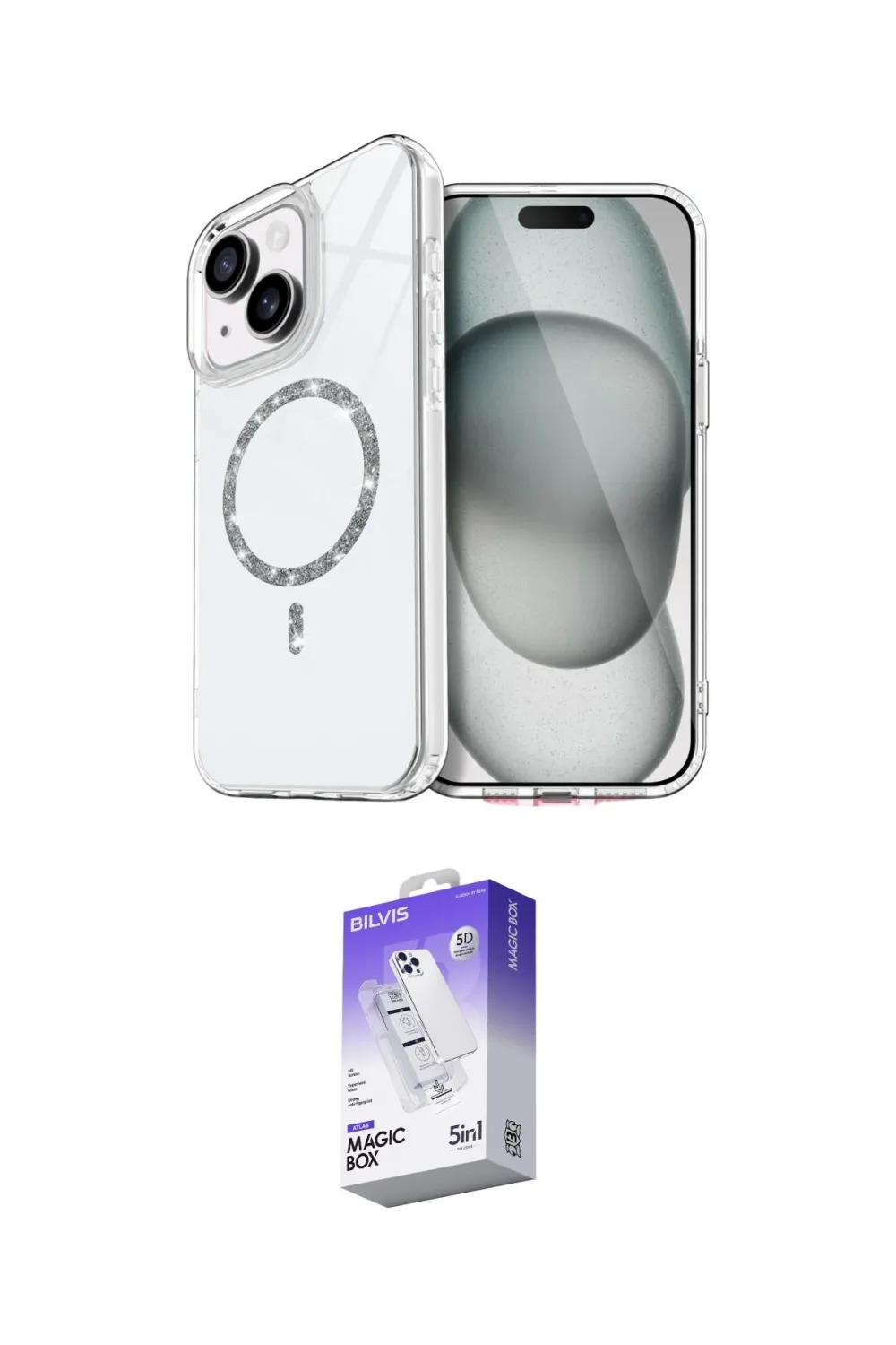 ieg™ iPhone 14 Kılıf Kıvılcım Form Prime - Siyah Bilvis 5in1 3D Magic Cam Ekran Koruyucu