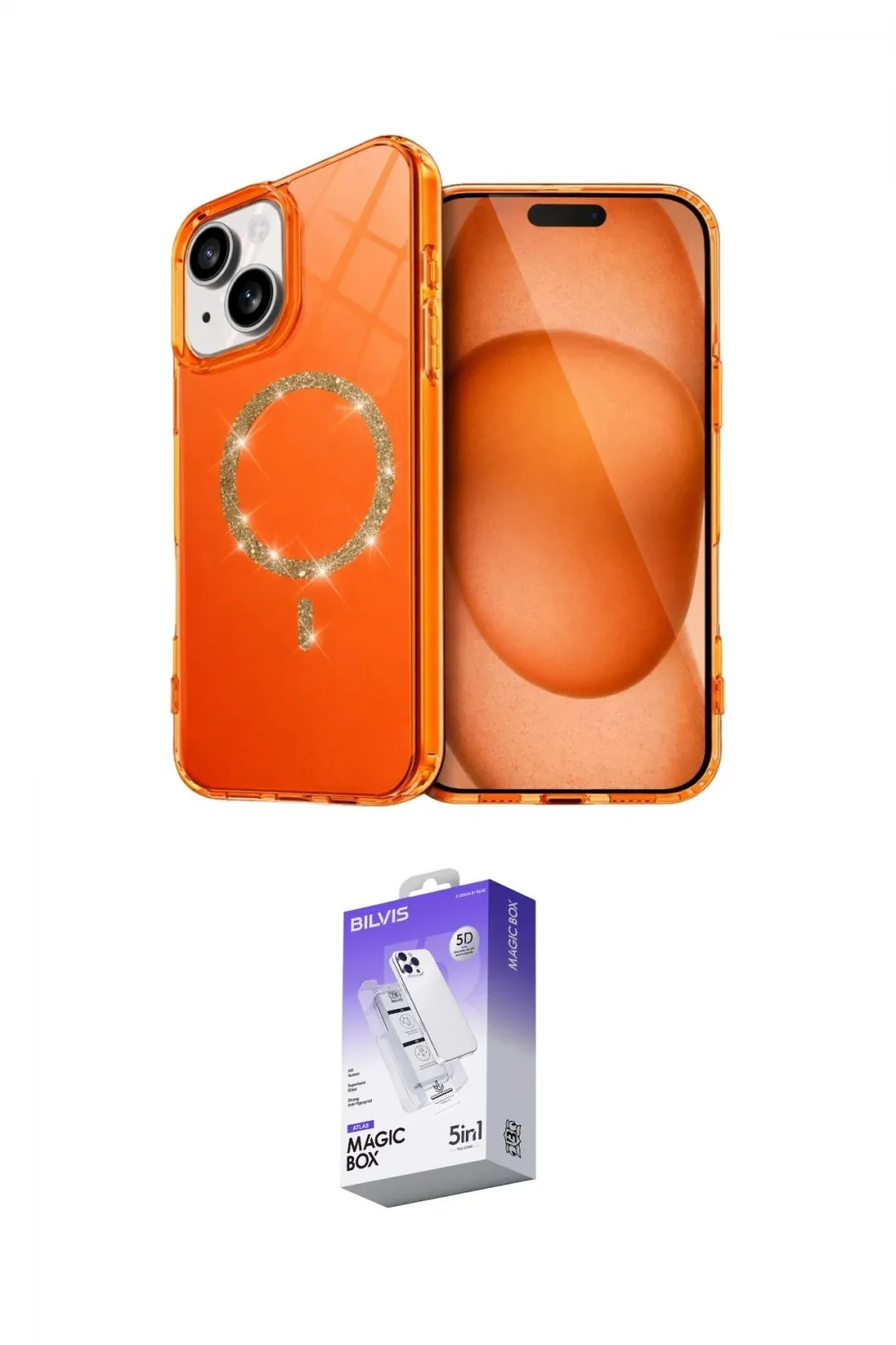 ieg™ iPhone 14 Kılıf Kıvılcım Form Prime - Siyah Bilvis 5in1 3D Magic Cam Ekran Koruyucu