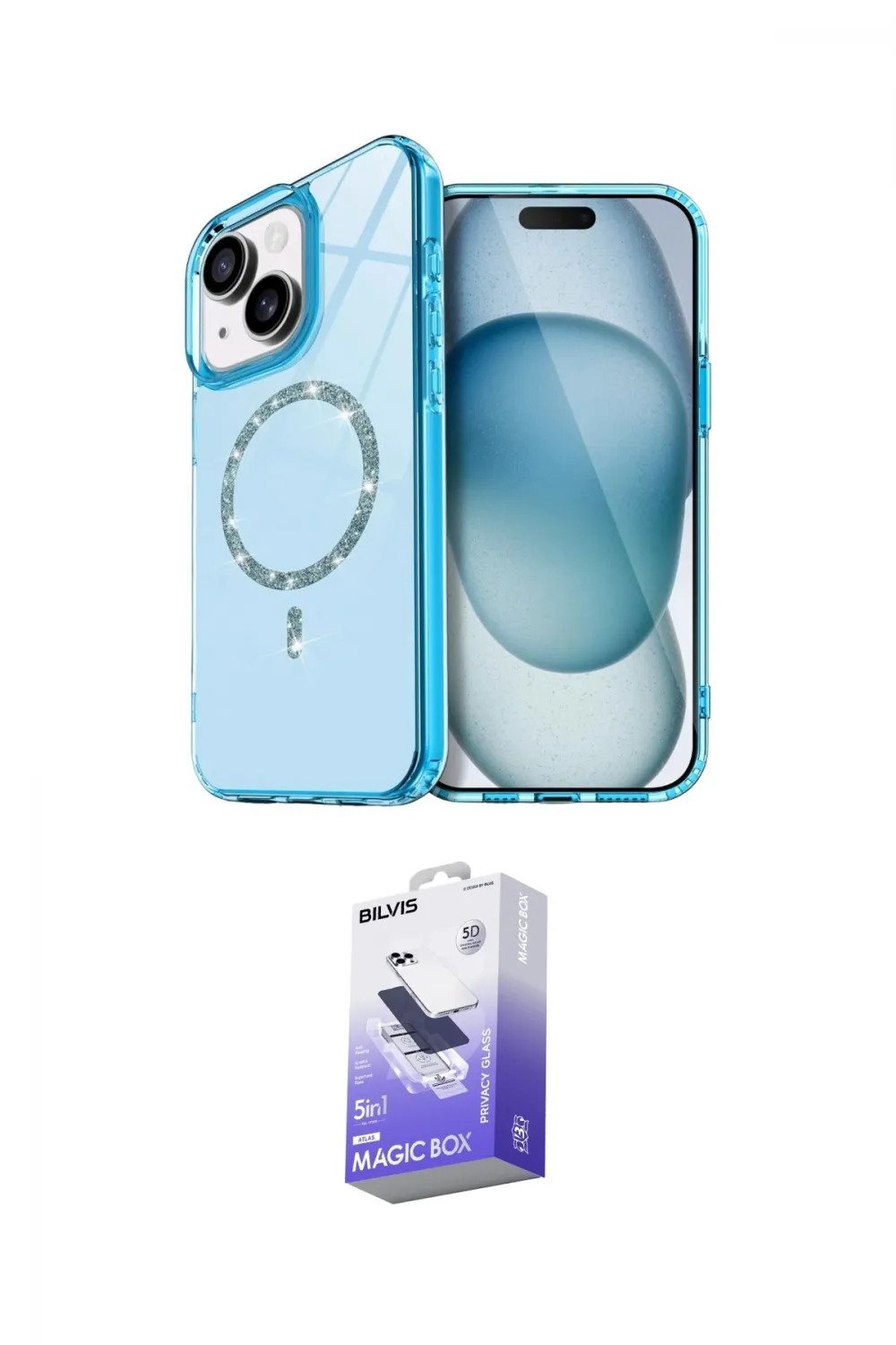ieg™ iPhone 14 Kılıf Kıvılcım Form Prime - Siyah Bilvis 5in1 5D Magic Hayalet Cam Ekran Koruyucu