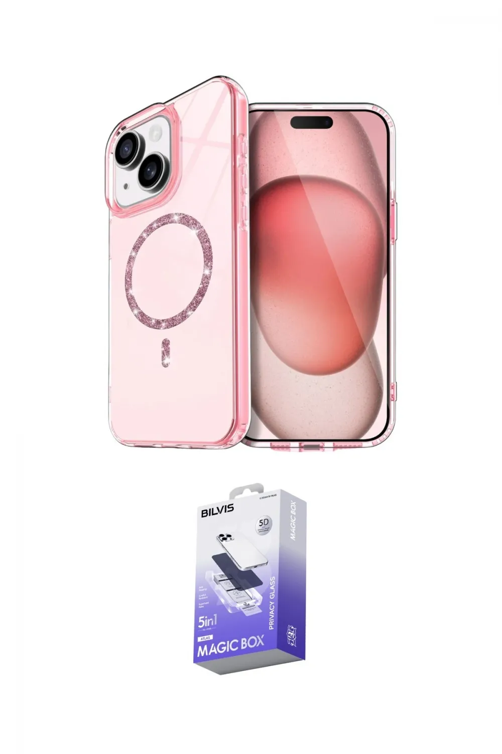 ieg™ iPhone 14 Kılıf Kıvılcım Form Prime - Siyah Bilvis 5in1 5D Magic Hayalet Cam Ekran Koruyucu