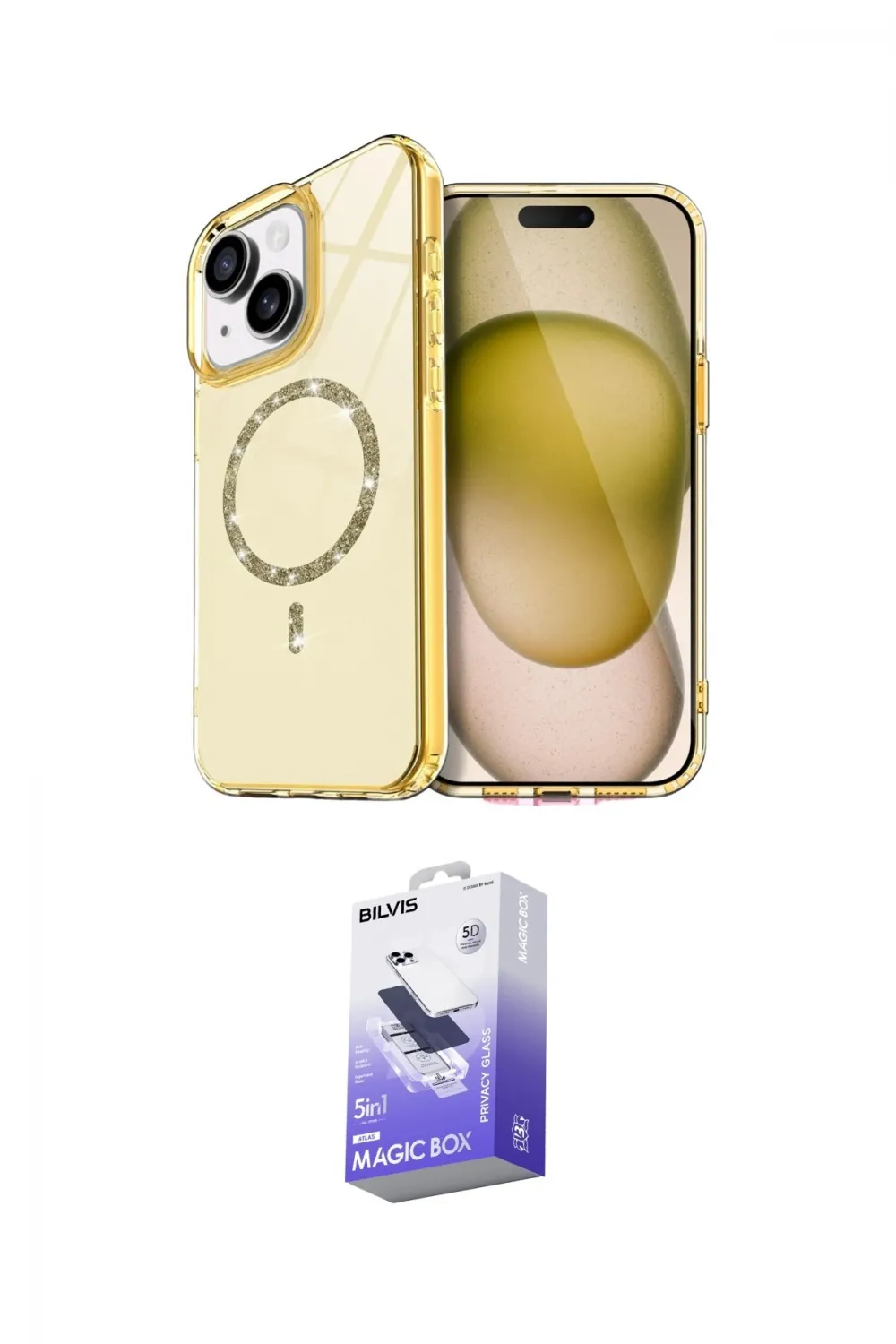 ieg™ iPhone 14 Kılıf Kıvılcım Form Prime - Siyah Bilvis 5in1 5D Magic Hayalet Cam Ekran Koruyucu