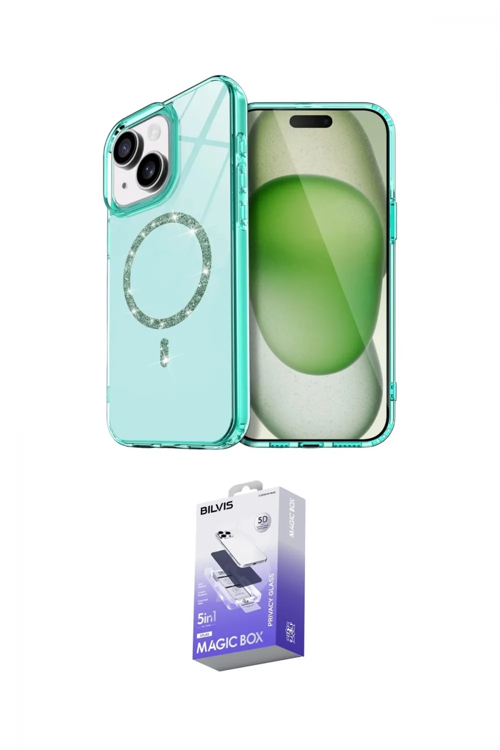 ieg™ iPhone 14 Kılıf Kıvılcım Form Prime - Siyah Bilvis 5in1 5D Magic Hayalet Cam Ekran Koruyucu