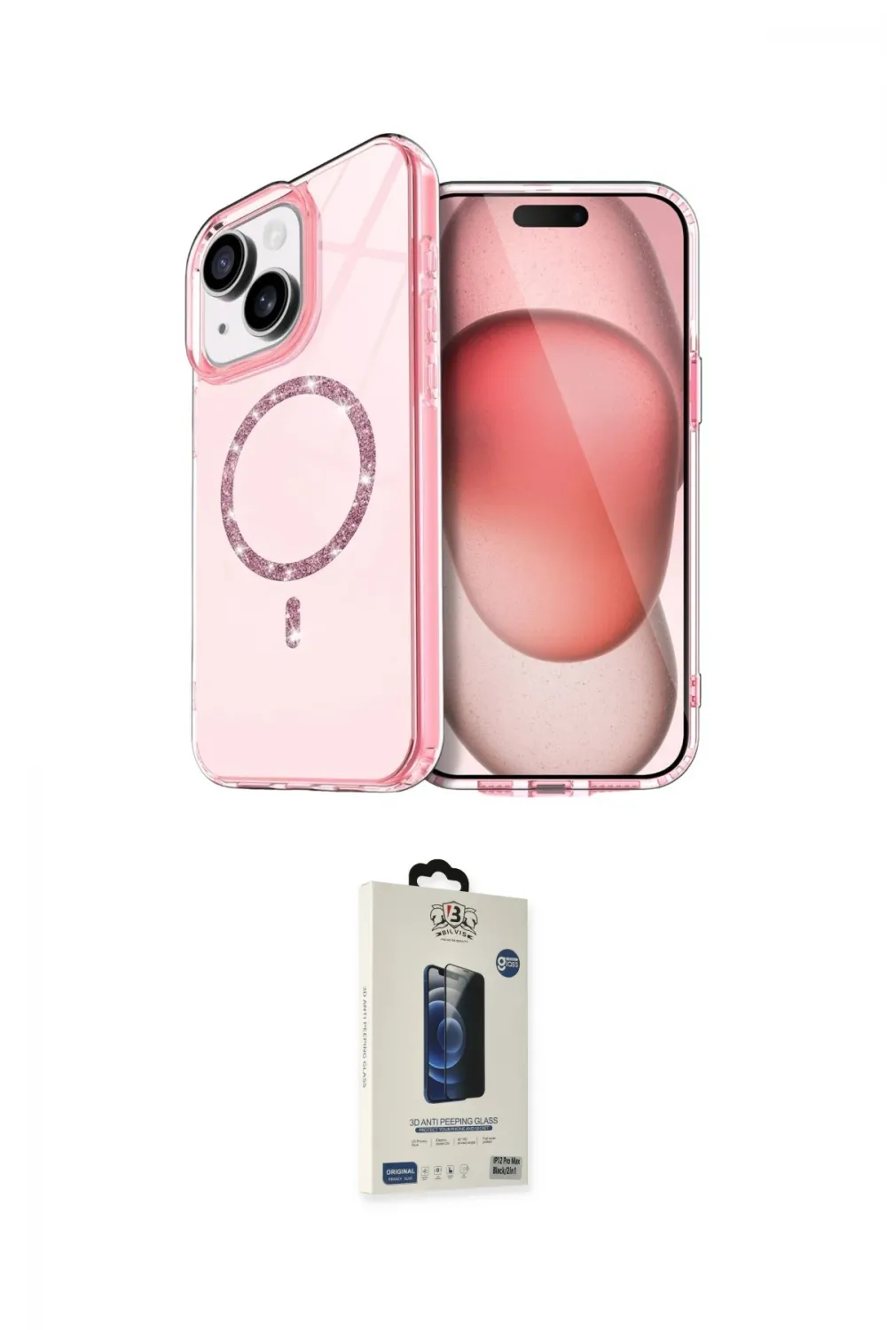 ieg™ iPhone 14 Kılıf Kıvılcım Form Prime - Siyah Bilvis Hayalet Cam Ekran Koruyucu