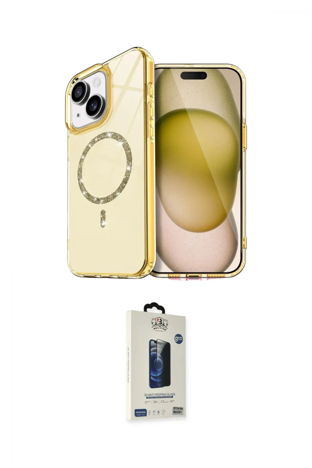 ieg™ iPhone 14 Kılıf Kıvılcım Form Prime - Siyah Bilvis Hayalet Cam Ekran Koruyucu