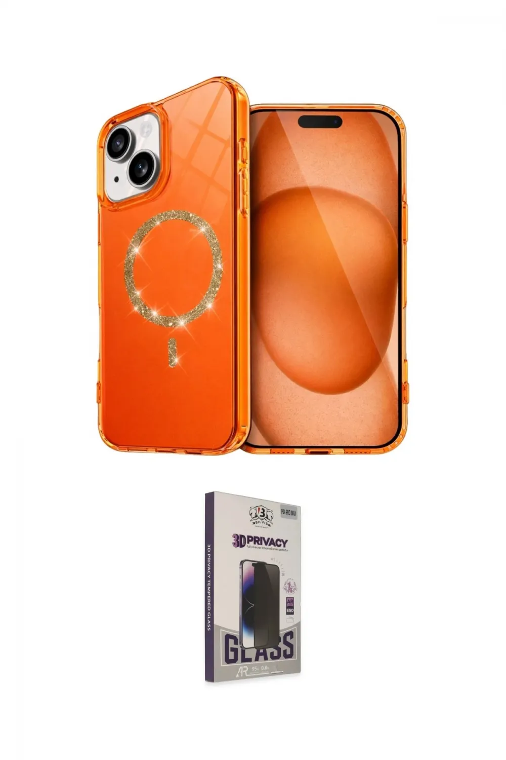 ieg™ iPhone 14 Kılıf Kıvılcım Form Prime - Siyah Bilvis Hayalet Cam Ekran Koruyucu