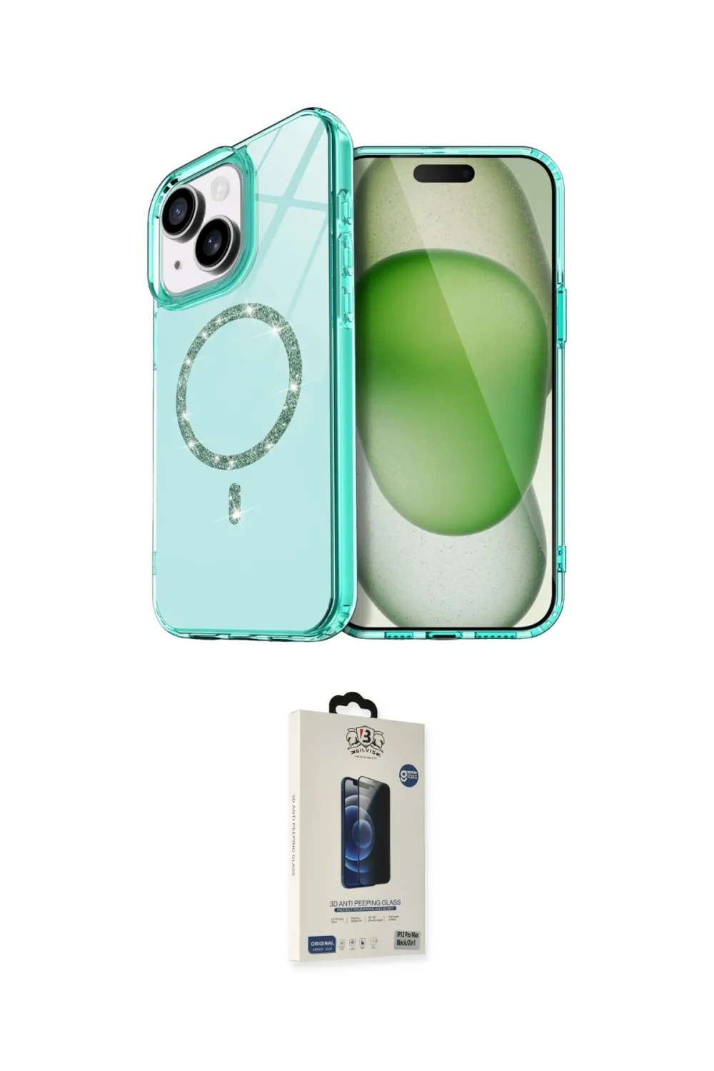 ieg™ iPhone 14 Kılıf Kıvılcım Form Prime - Siyah Bilvis Hayalet Cam Ekran Koruyucu