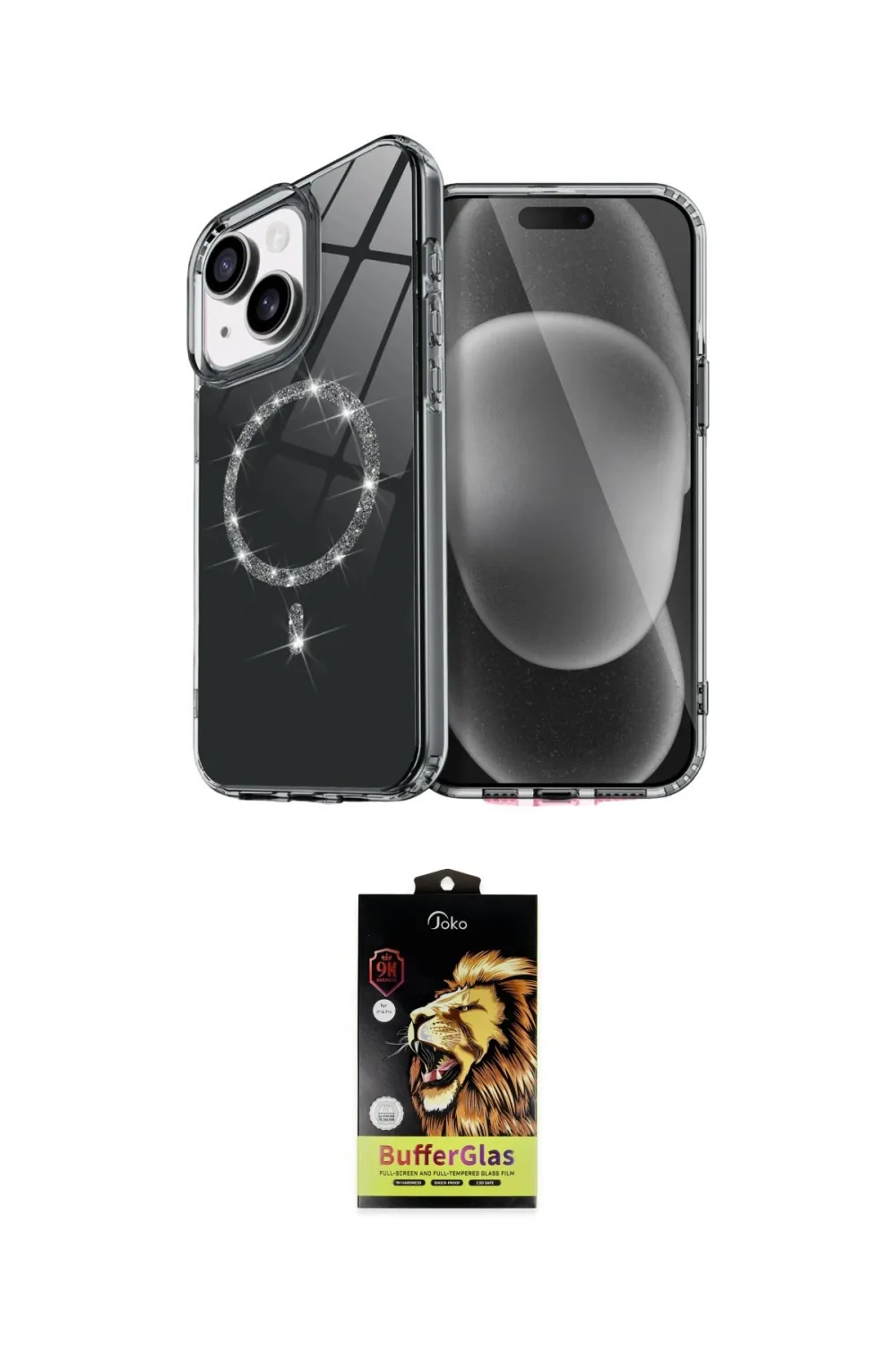 ieg™ iPhone 14 Kılıf Kıvılcım Form Prime - Siyah Buffer Cam Ekran Koruyucu