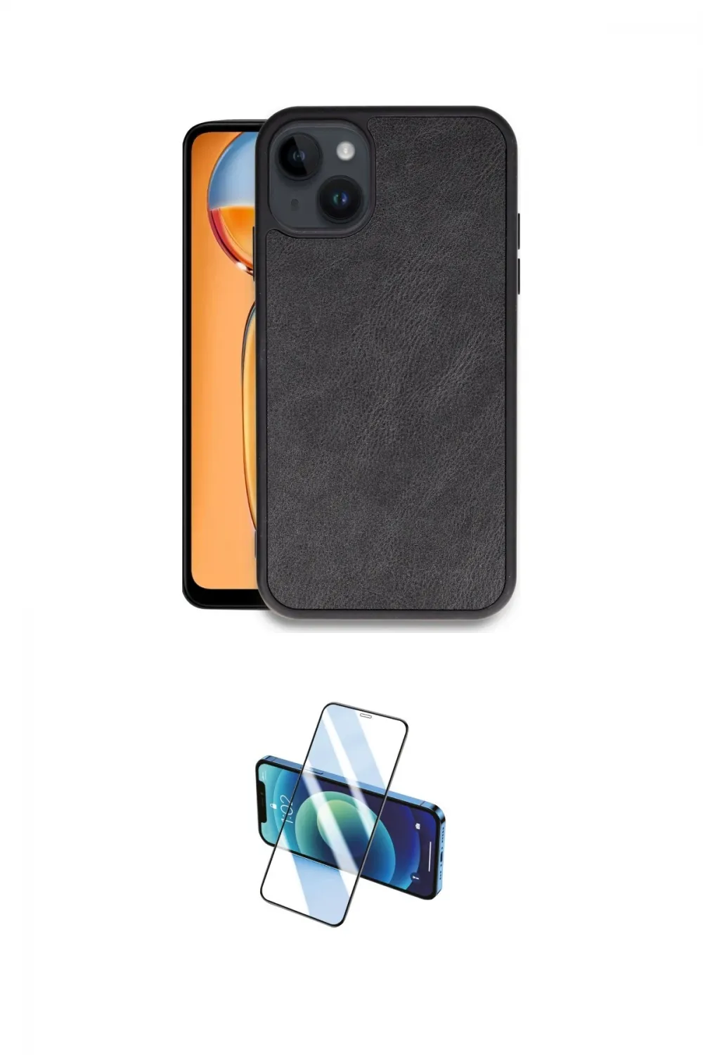 ieg™ iPhone 14 Kılıf Kıvılcım Işık Serisi - Siyah 3D Antistatik Cam Ekran Koruyucu