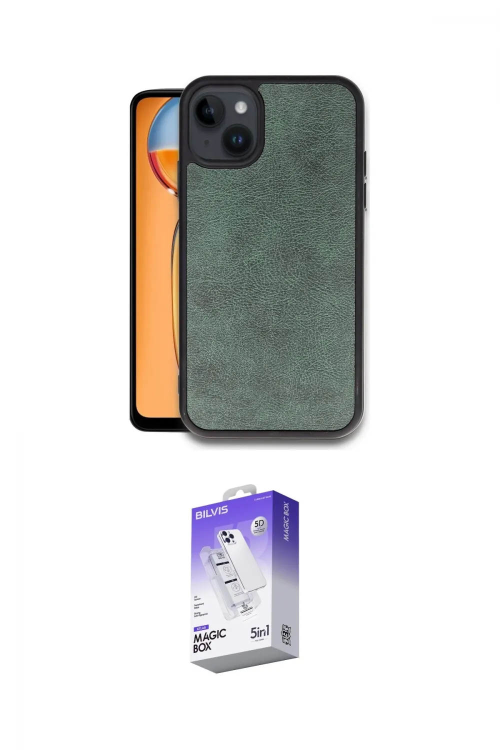 ieg™ iPhone 14 Kılıf Kıvılcım Işık Serisi - Siyah Bilvis 5in1 3D Magic Cam Ekran Koruyucu