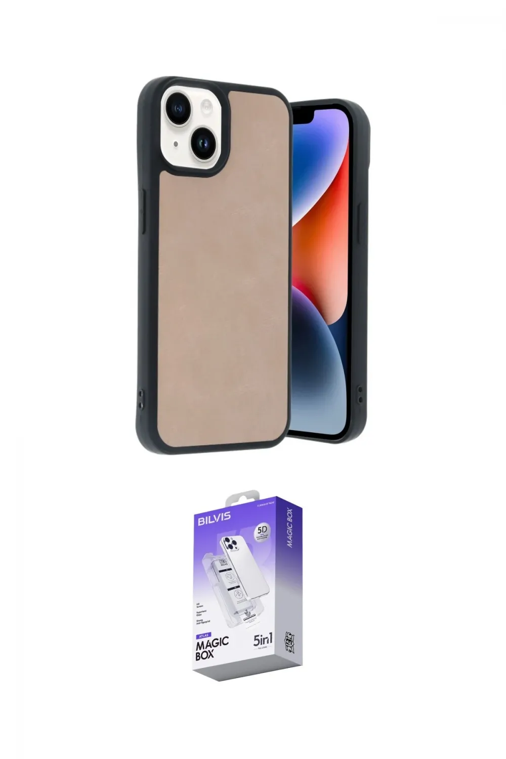 ieg™ iPhone 14 Kılıf Kıvılcım Işık Serisi - Siyah Bilvis 5in1 3D Magic Cam Ekran Koruyucu