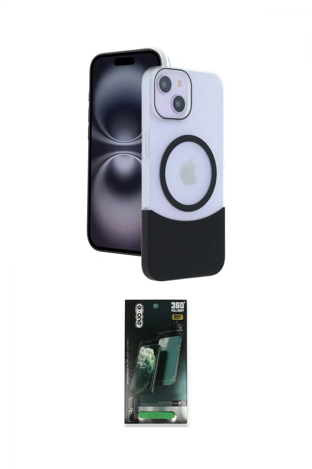 ieg™ iPhone 14 Kılıf Kozmos Form Özel Seri - Şeffaf 360 Full Body Arka Koruyucu