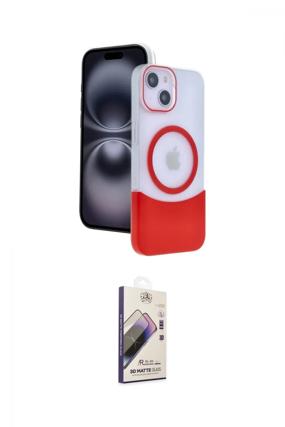 ieg™ iPhone 14 Kılıf Kozmos Form Özel Seri - Siyah Bilvis 3D Mat Cam Ekran Koruyucu