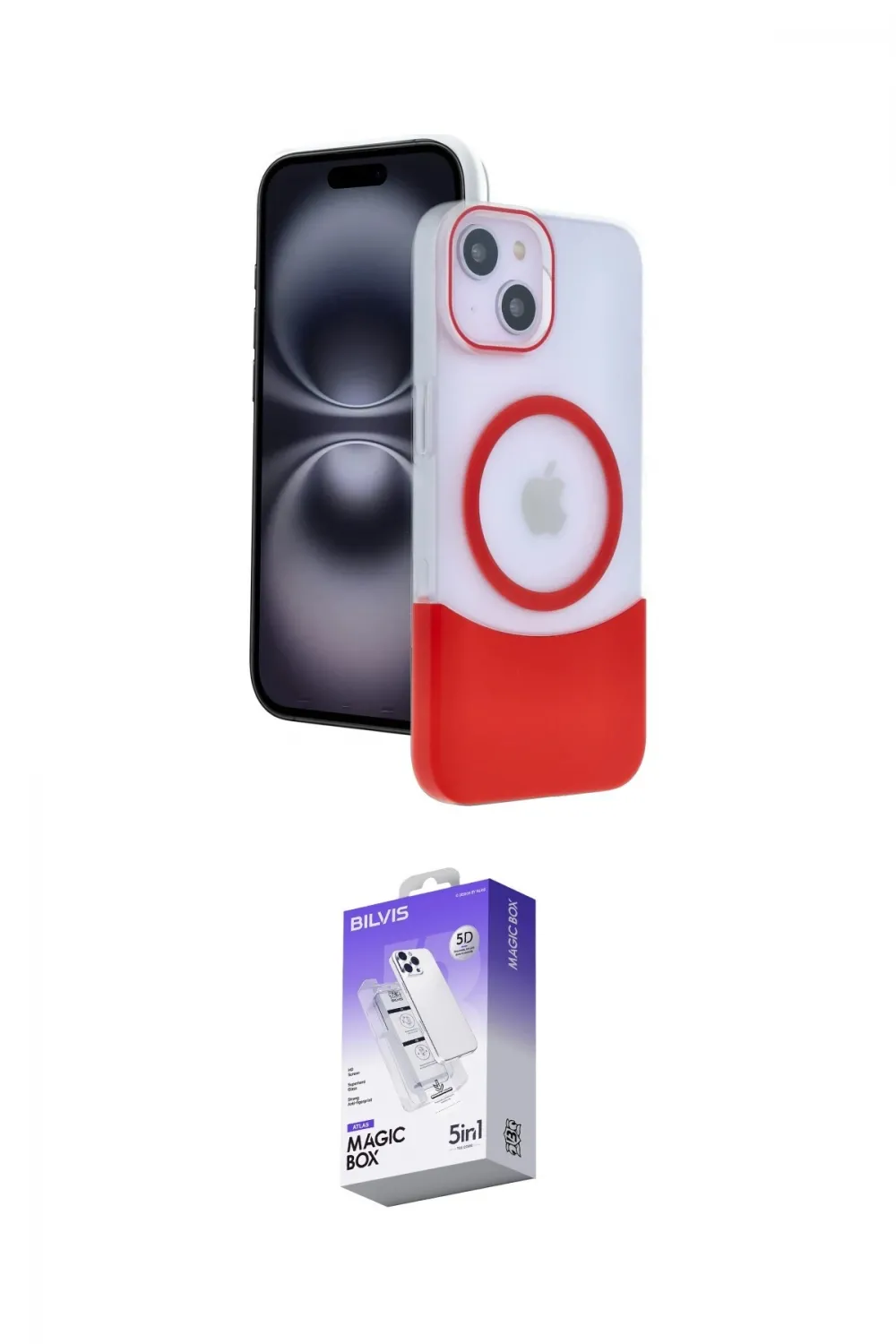 ieg™ iPhone 14 Kılıf Kozmos Form Özel Seri - Siyah Bilvis 5in1 3D Magic Cam Ekran Koruyucu