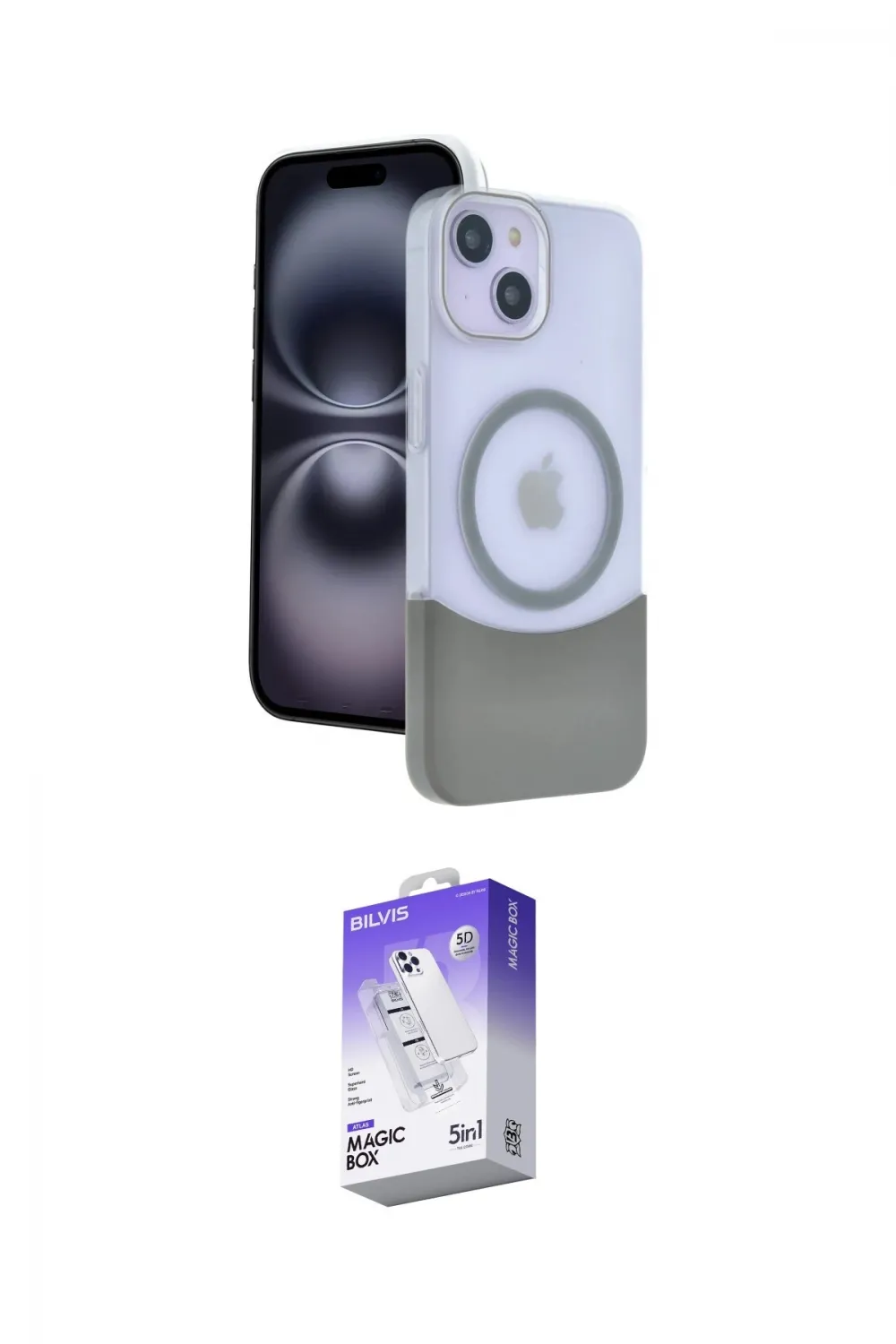 ieg™ iPhone 14 Kılıf Kozmos Form Özel Seri - Siyah Bilvis 5in1 3D Magic Cam Ekran Koruyucu